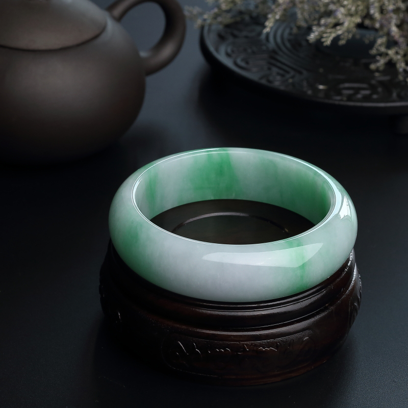 天然糯种飘翠翡翠手镯 - 红掌柜