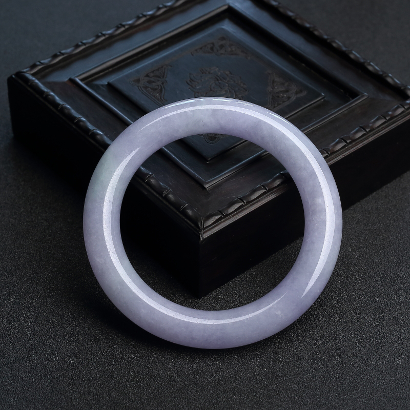 57#缅甸天然糯种春带彩翡翠手镯-红掌柜