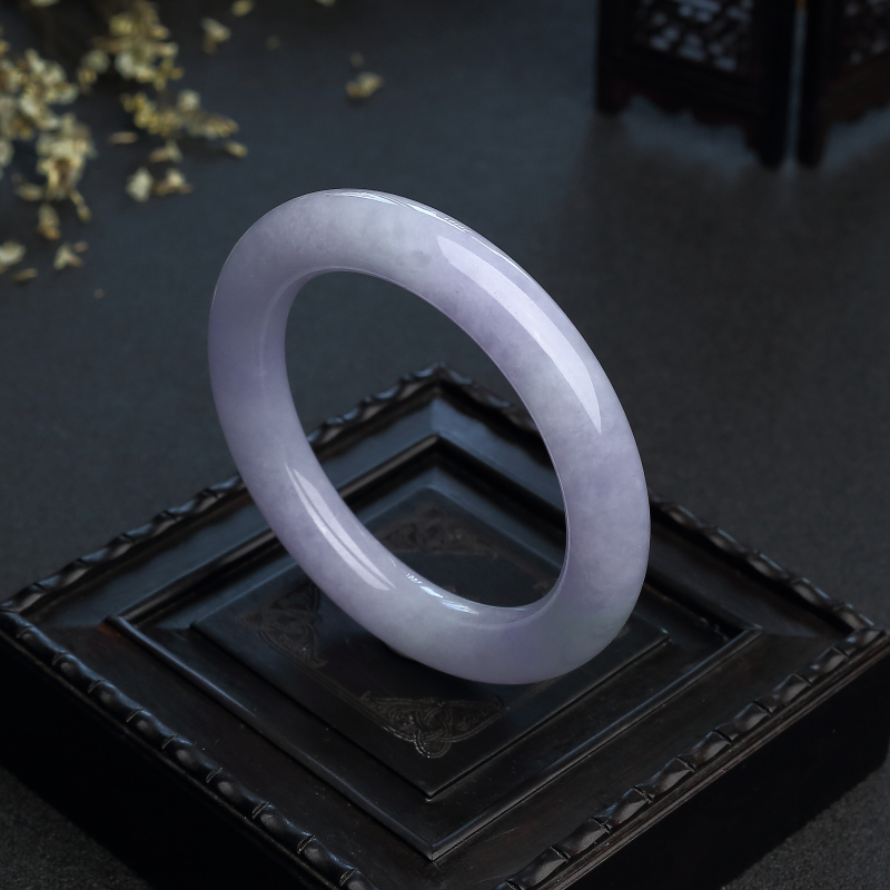 57#缅甸糯种春带彩翡翠手镯-红掌柜