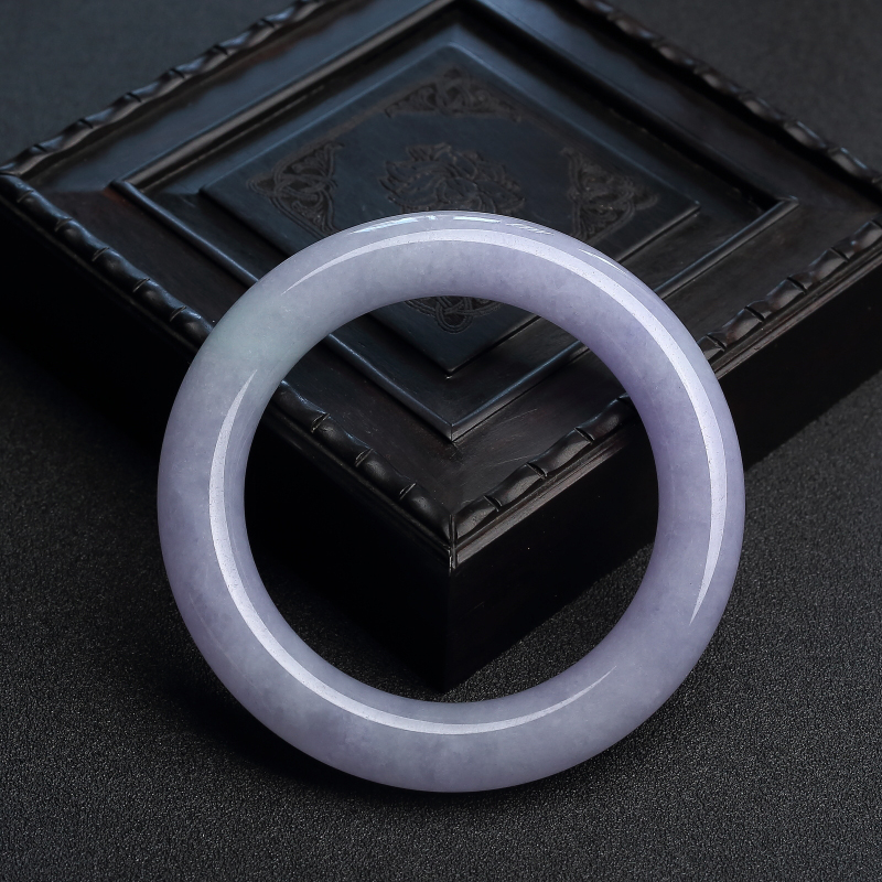 55.5#缅甸天然糯种春带彩翡翠手镯-红掌柜