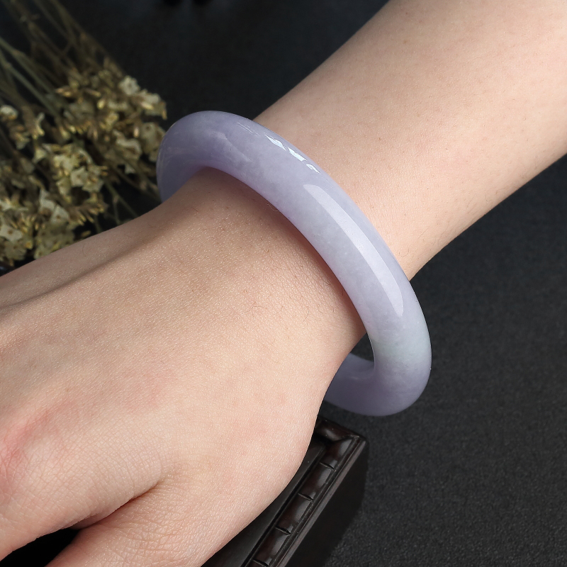 糯种春带彩翡翠手镯-红掌柜