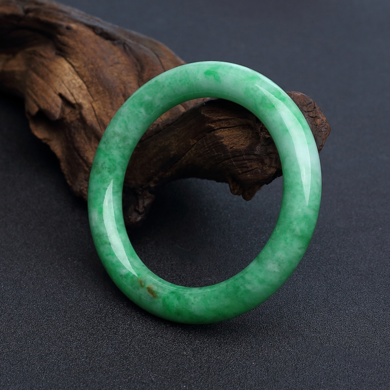 58#豆种翡翠圆镯-红掌柜