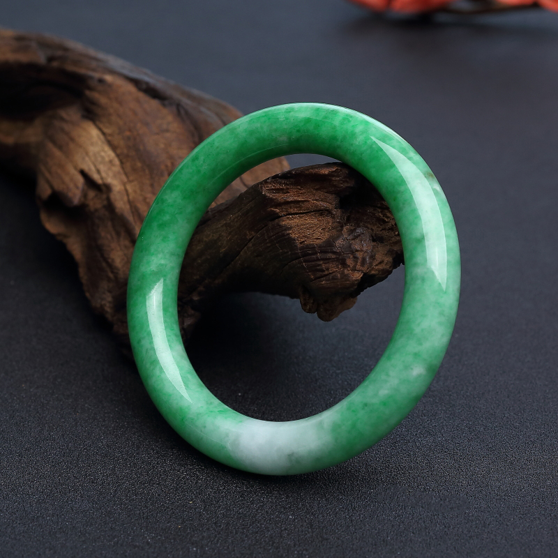 58#豆种翡翠圆镯-红掌柜