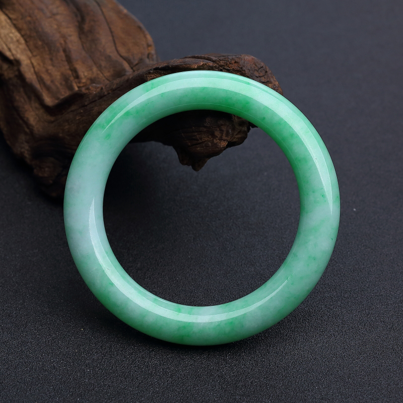 糯种翡翠圆镯-红掌柜