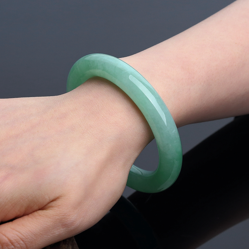 缅甸A货糯种翠色圆镯 - 红掌柜