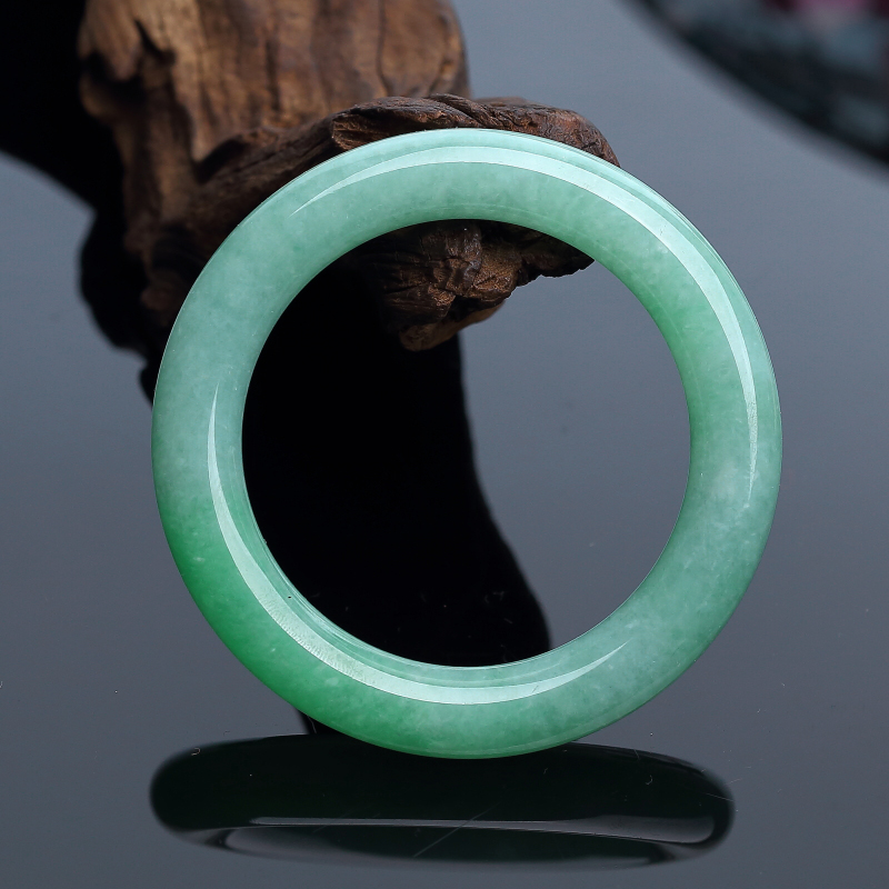 A货天然糯种翠色翡翠圆镯 - 红掌柜