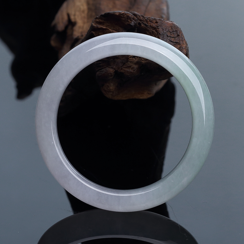 A货天然糯冰种俏色翡翠扁镯 - 红掌柜