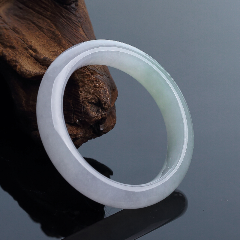 糯冰种俏色翡翠扁镯 - 红掌柜