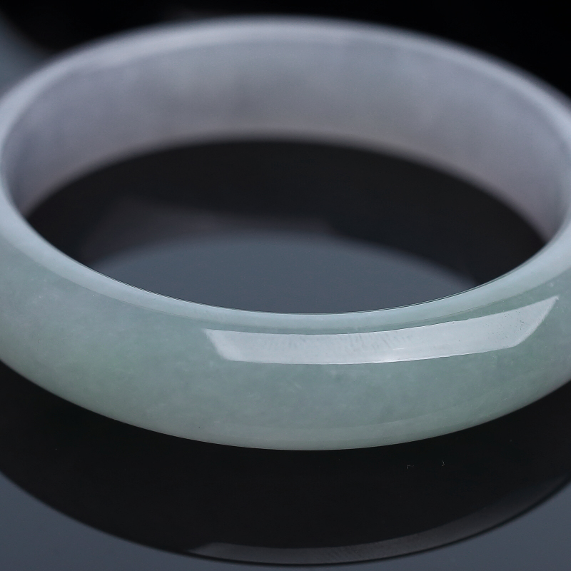 缅甸A货天然糯冰种翡翠扁镯 - 红掌柜