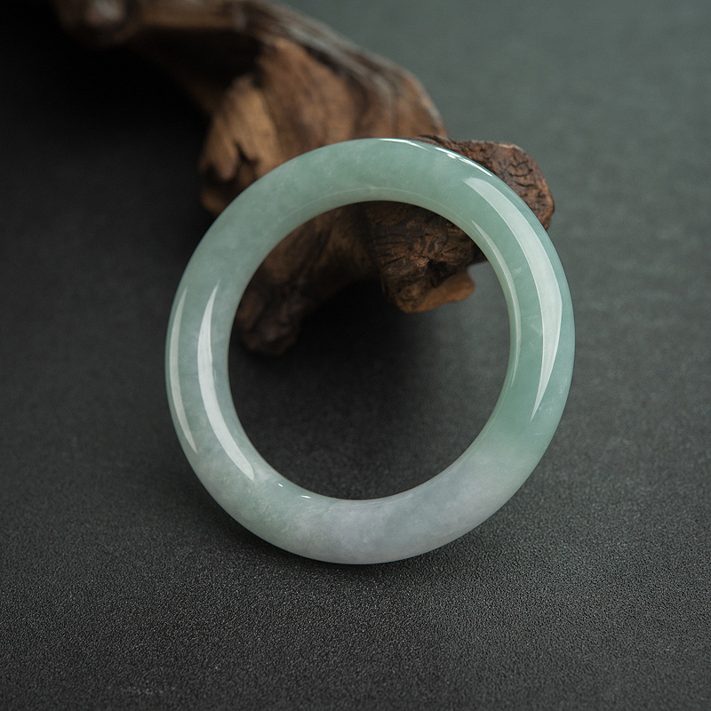 57mm糯种翡翠圆镯-红掌柜