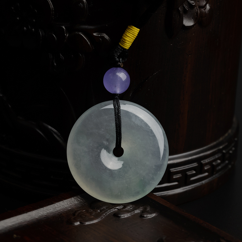 A货天然糯冰种浅绿翡翠平安扣吊坠 - 红掌柜