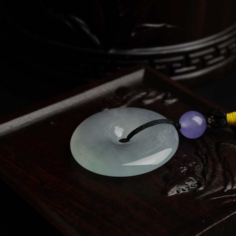 天然糯冰种浅绿翡翠平安扣吊坠 - 红掌柜