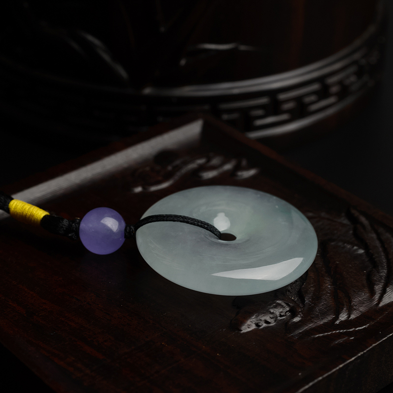 糯冰种浅绿翡翠平安扣吊坠 - 红掌柜