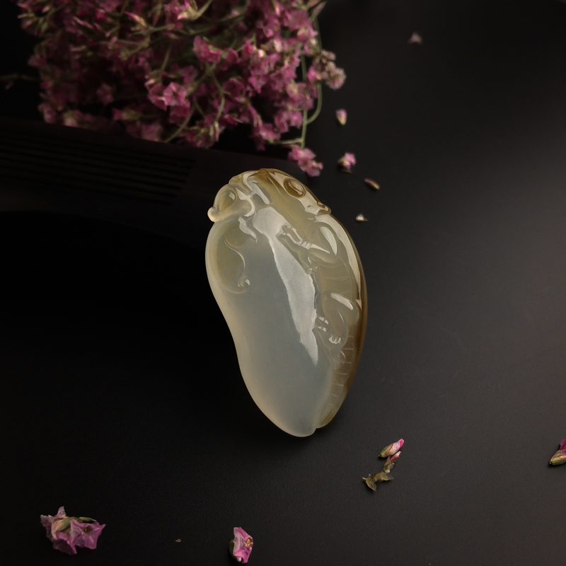 天然冰糯种飘黄翡翠福瓜吊坠 - 红掌柜