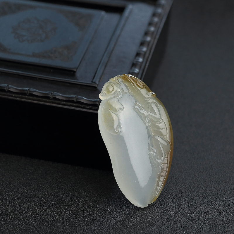 天然糯种飘黄翡福瓜吊坠-红掌柜