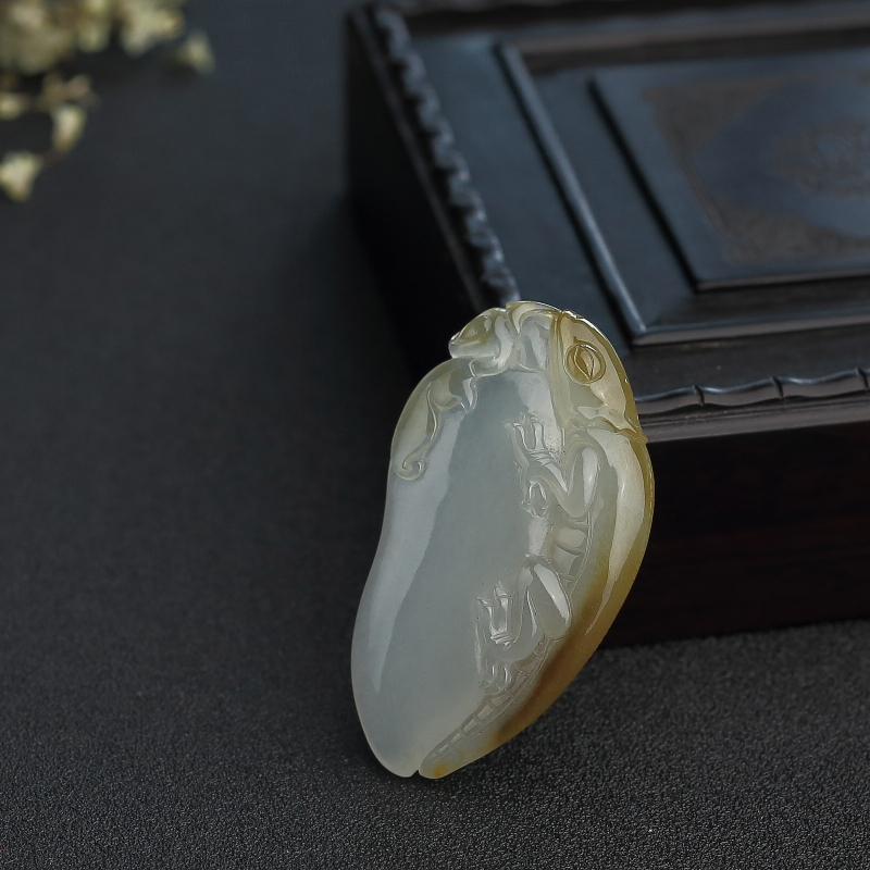 缅甸糯种飘黄翡福瓜吊坠-红掌柜