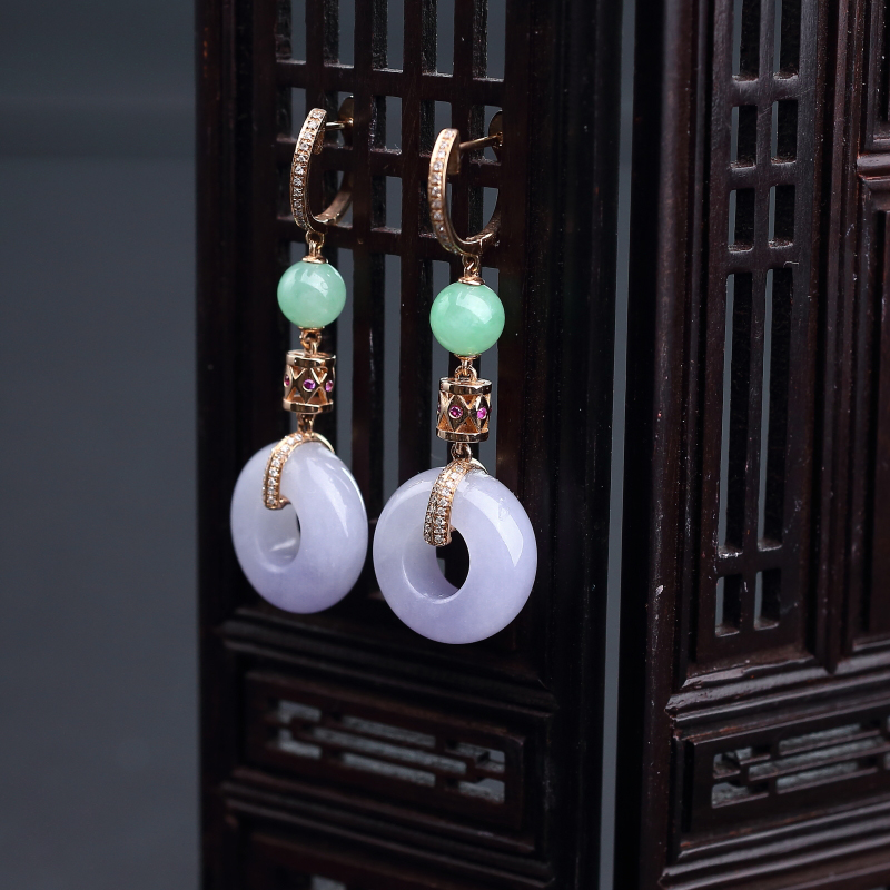 紫罗兰翡翠耳环-红掌柜