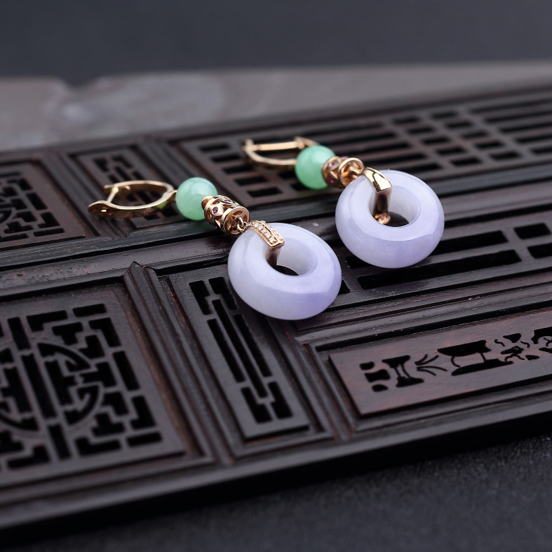 天然翡翠耳环-红掌柜