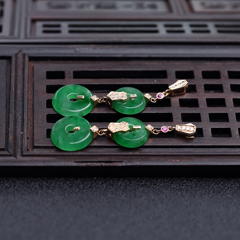 天然翡翠耳环-红掌柜