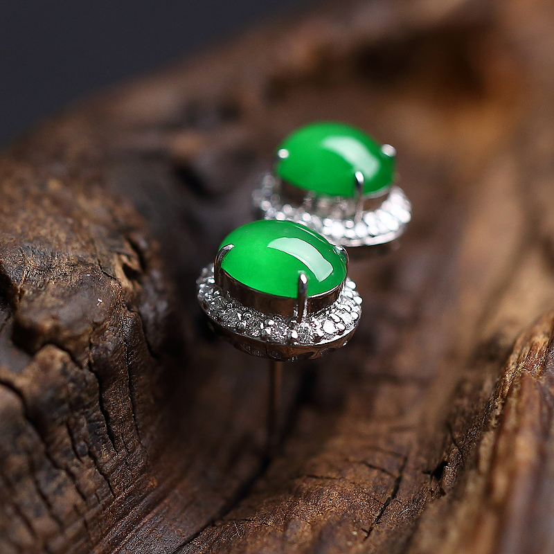 天然翡翠耳钉-红掌柜