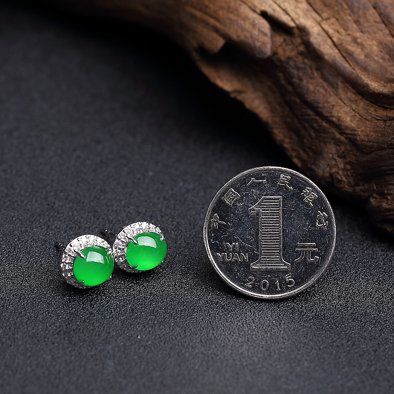 缅甸翡翠耳钉-红掌柜