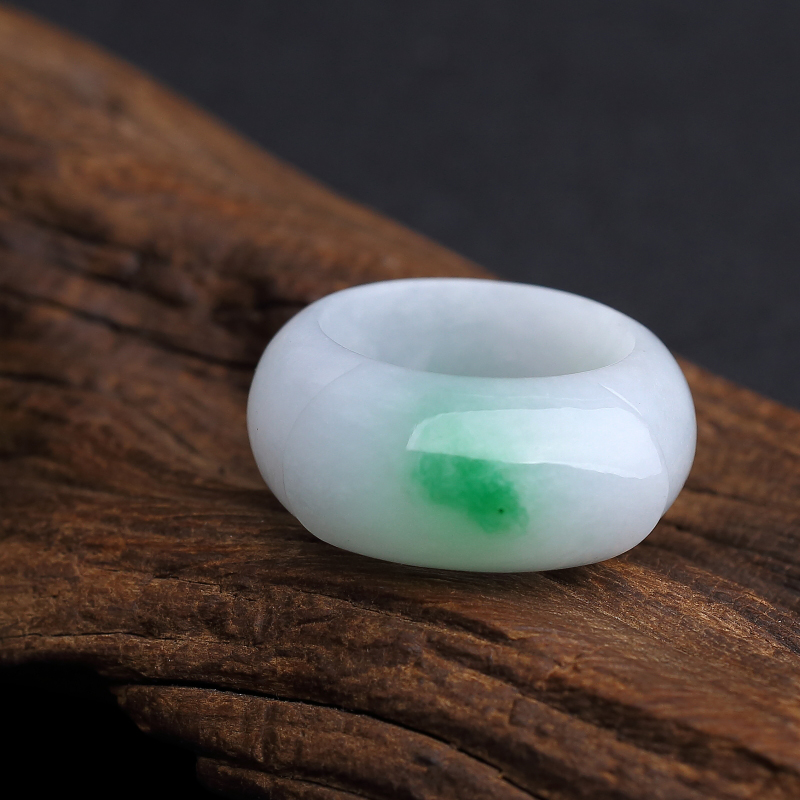 缅甸A货天然糯种飘翠翡翠戒指 - 红掌柜