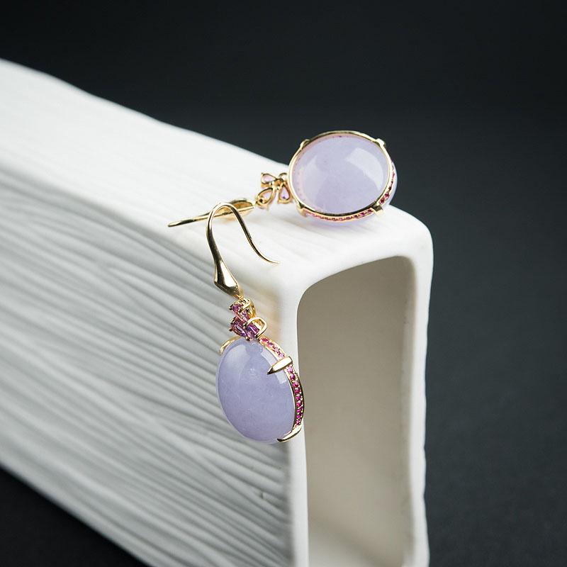 糯种翡翠耳坠-红掌柜