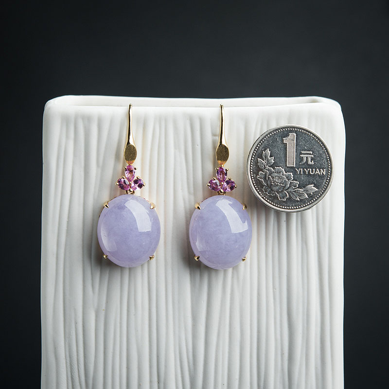 缅甸翡翠耳坠-红掌柜