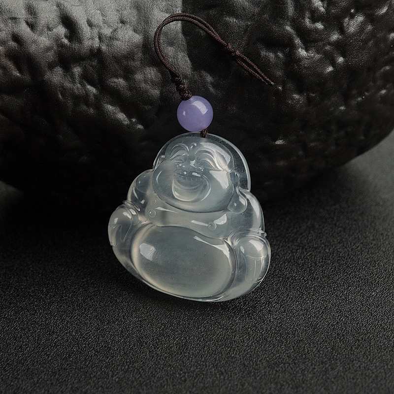 冰种翡翠弥勒佛吊坠-红掌柜