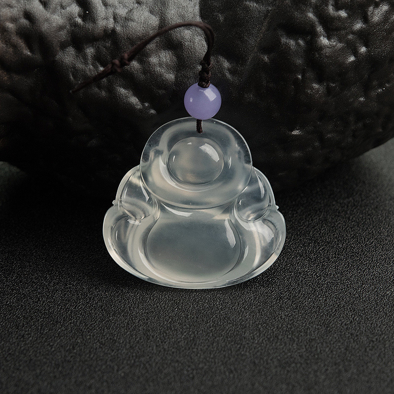 冰种浅绿翡翠弥勒佛-红掌柜