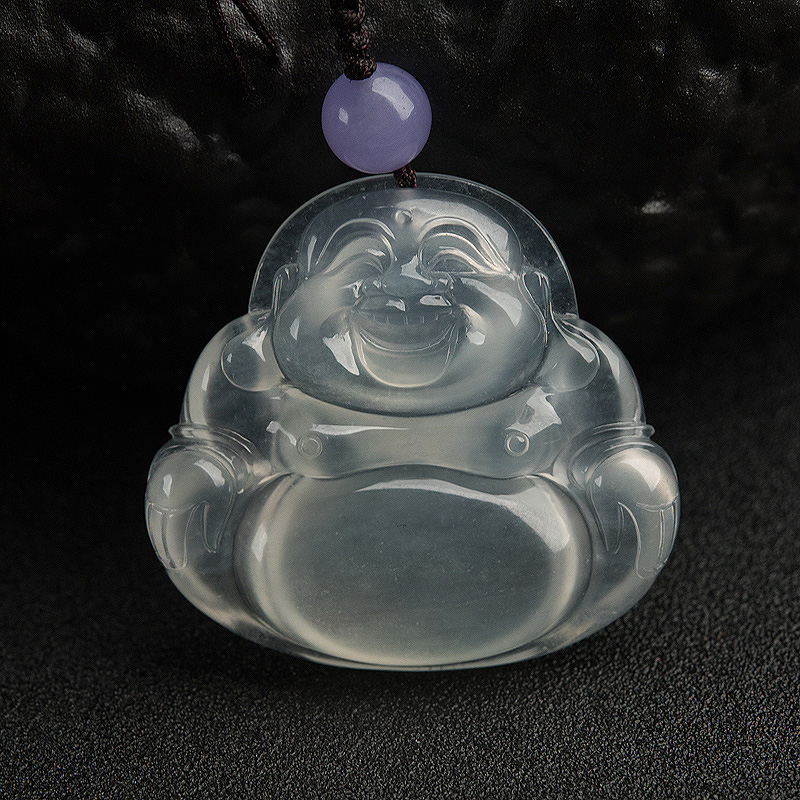 天然翡翠弥勒佛吊坠-红掌柜