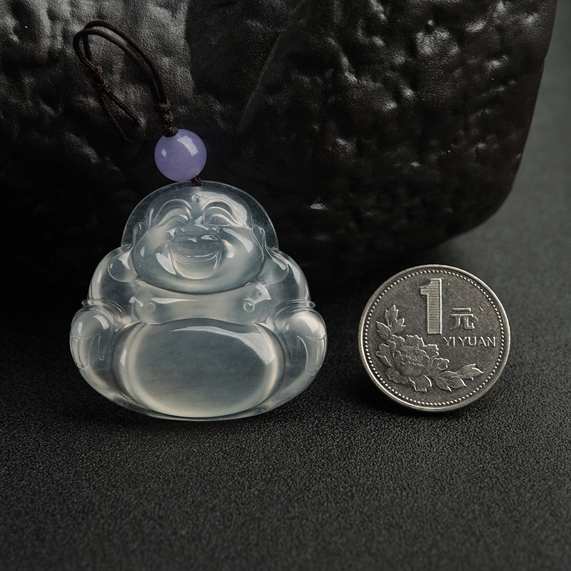 缅甸翡翠弥勒佛吊坠-红掌柜