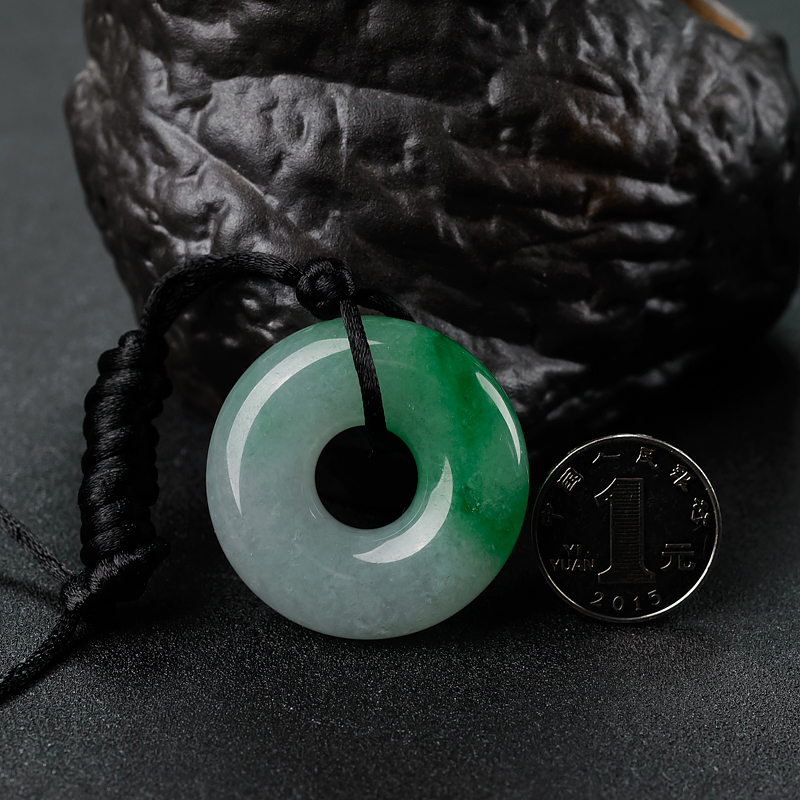 缅甸翡翠平安扣吊坠-红掌柜