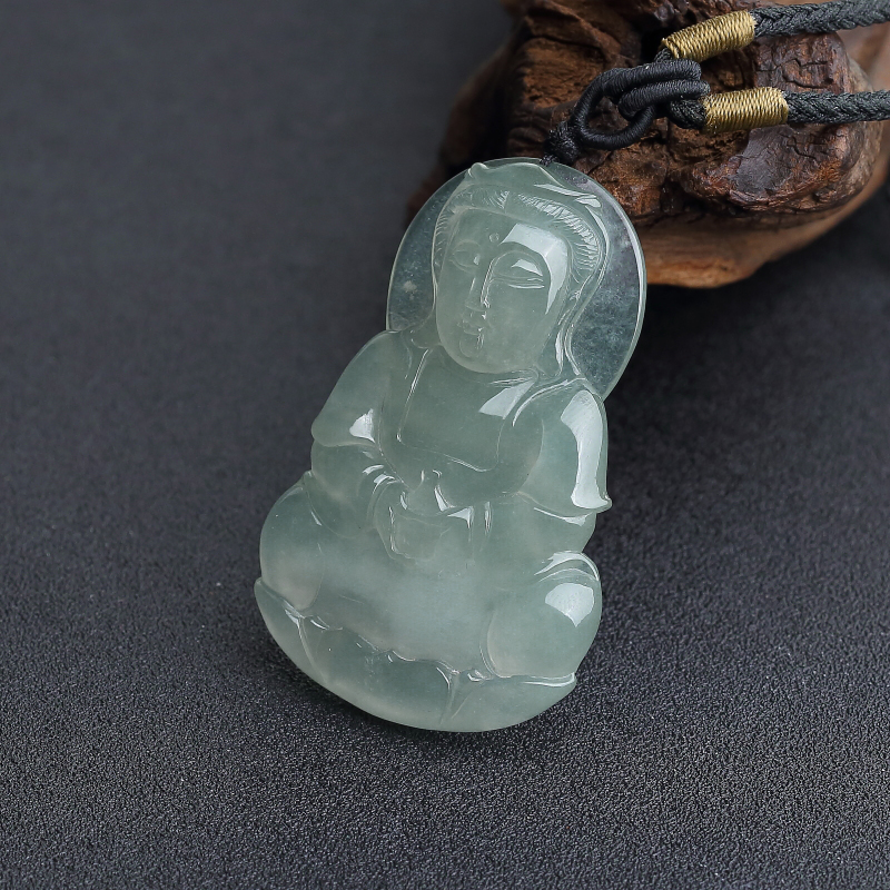浅绿翡翠观音吊坠-红掌柜