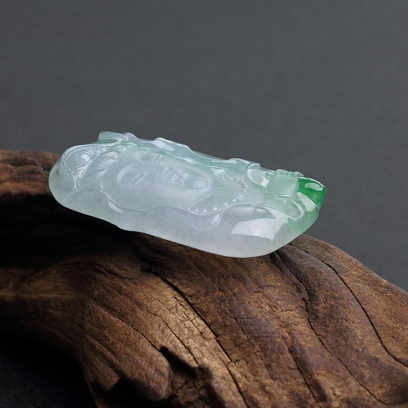 糯种飘翠翡翠吊坠-红掌柜