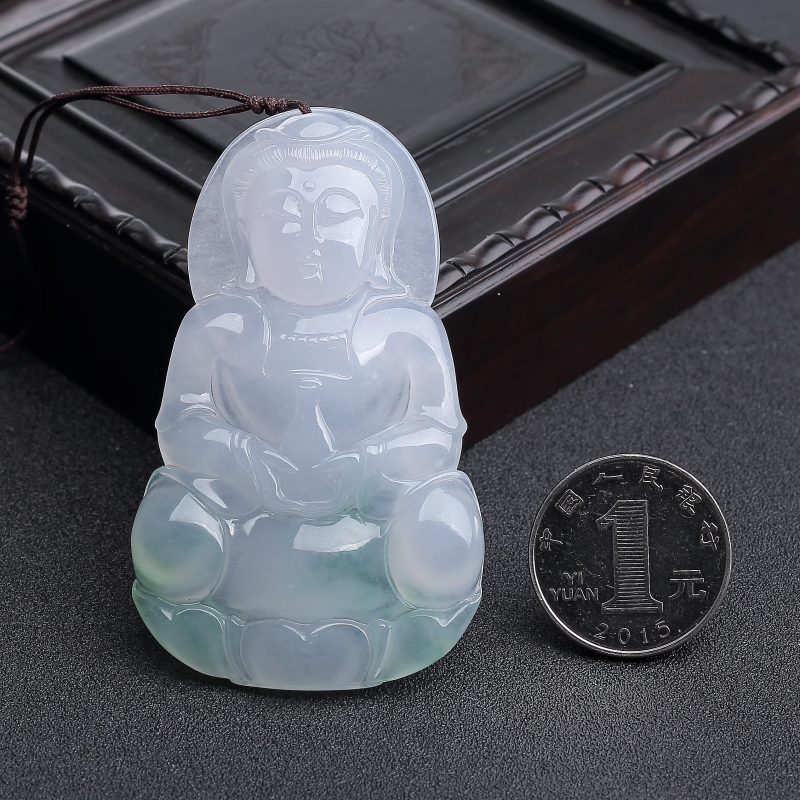 糯冰种飘翠翡翠吊坠-红掌柜