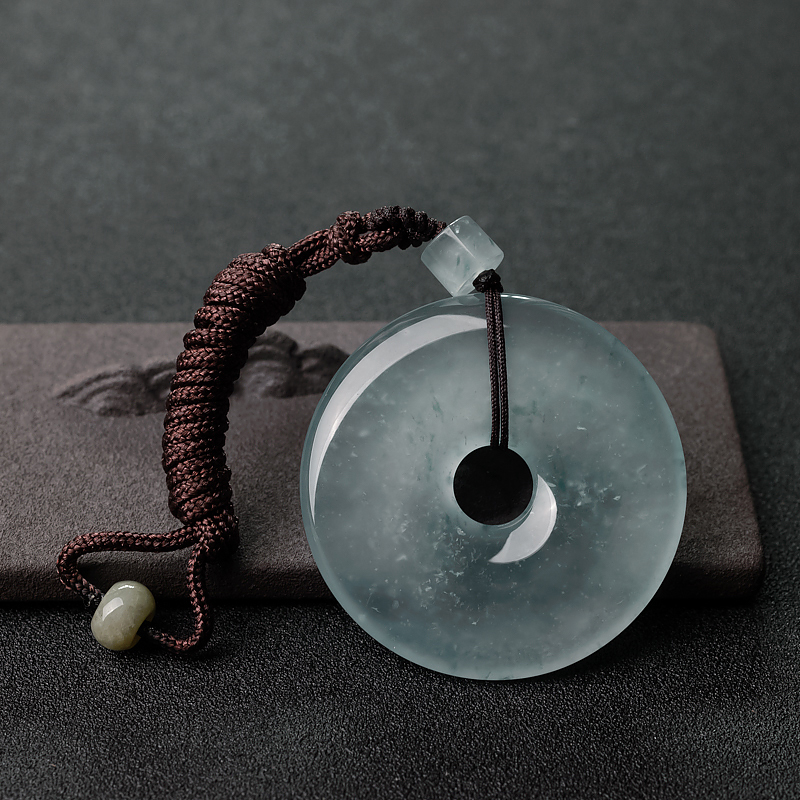 糯冰种飘花翡翠平安扣吊坠-红掌柜