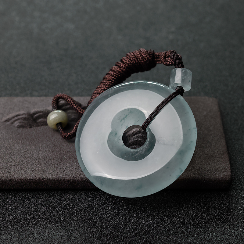 飘花翡翠平安扣吊坠-红掌柜