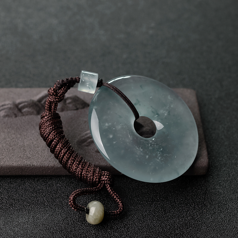 糯冰种翡翠平安扣吊坠-红掌柜