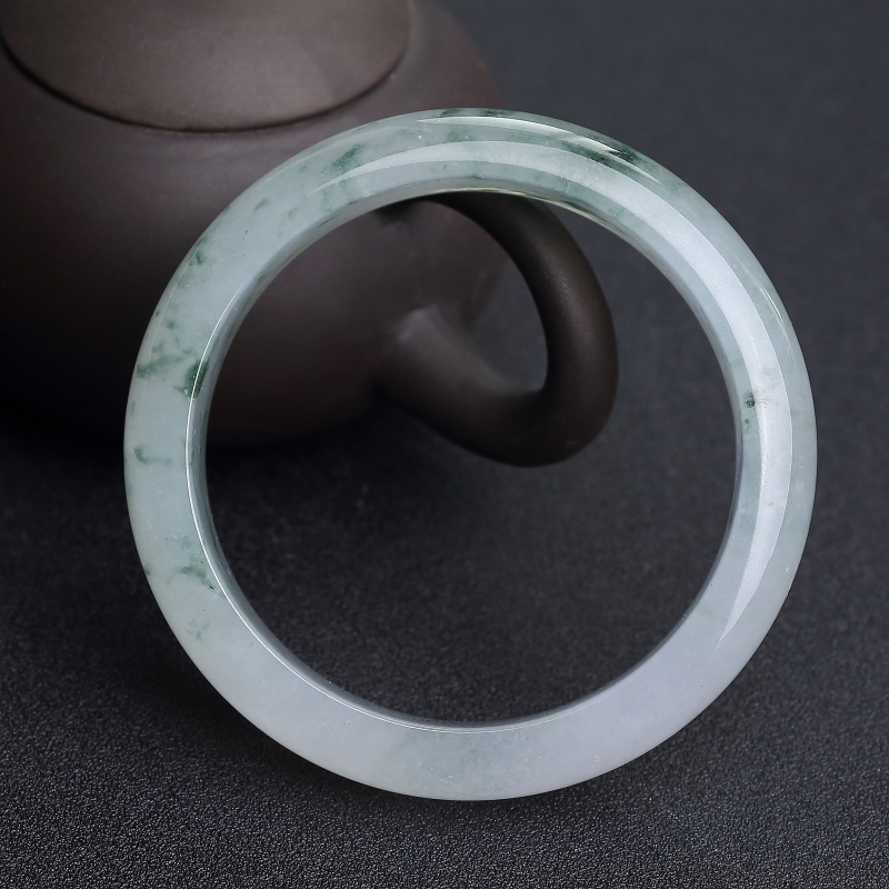 天然糯冰种飘花翡翠平安镯-红掌柜