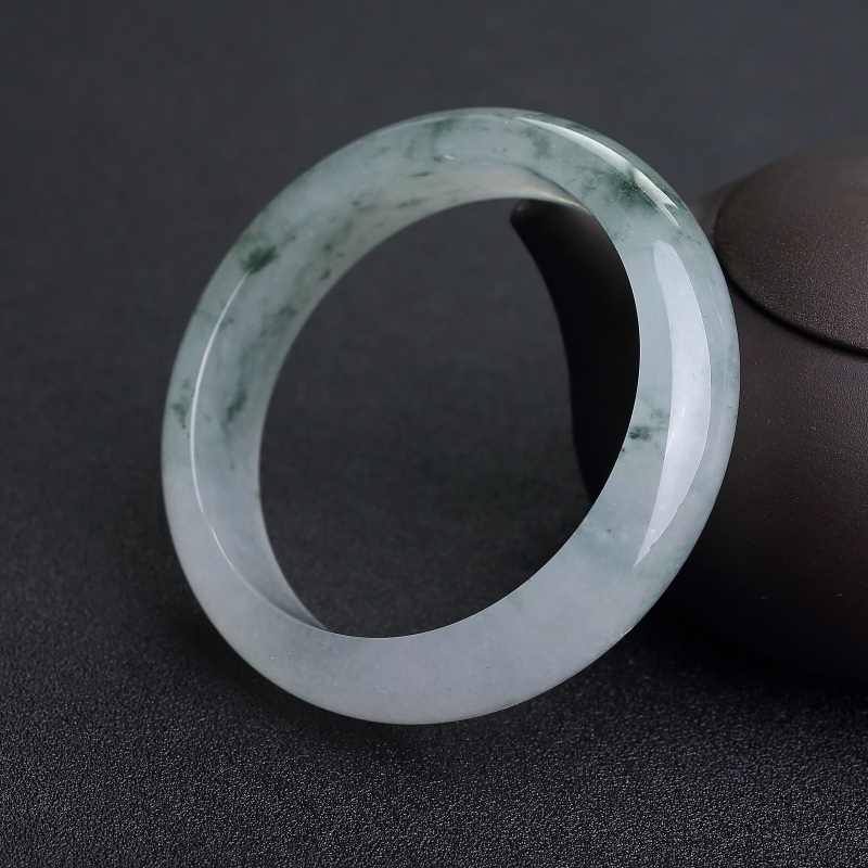 缅甸糯冰种飘花翡翠平安镯-红掌柜