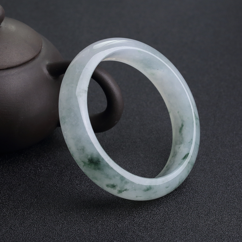 缅甸天然飘花翡翠平安镯-红掌柜