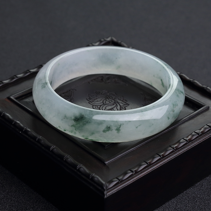 缅甸天然糯冰种翡翠平安镯-红掌柜