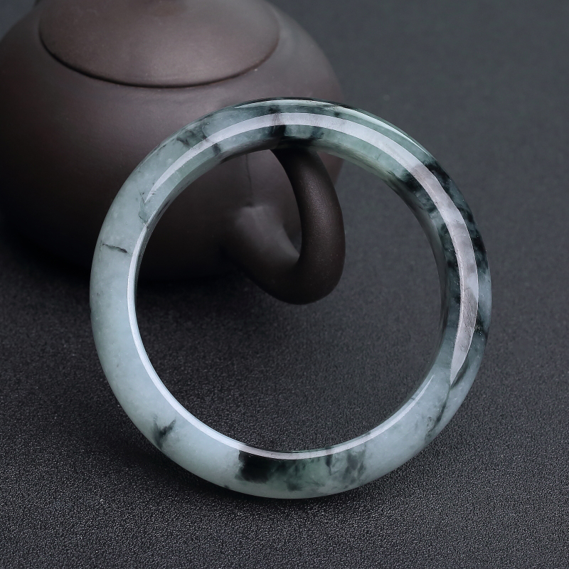 缅甸天然糯种飘花翡翠平安镯-红掌柜