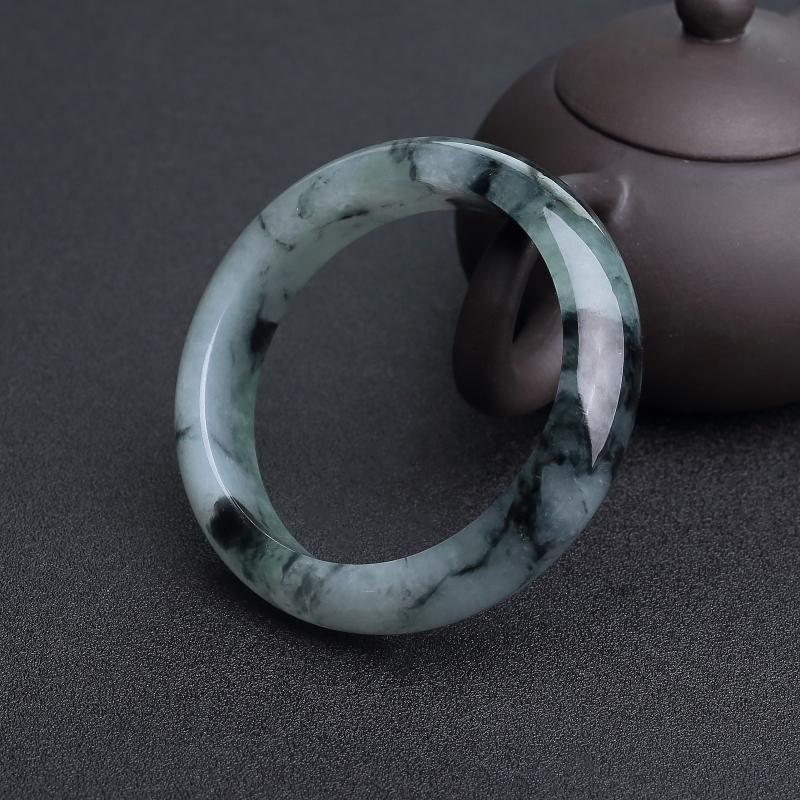 天然糯种飘花翡翠平安镯-红掌柜