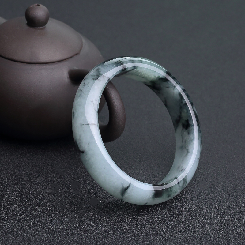 缅甸糯种飘花翡翠平安镯-红掌柜