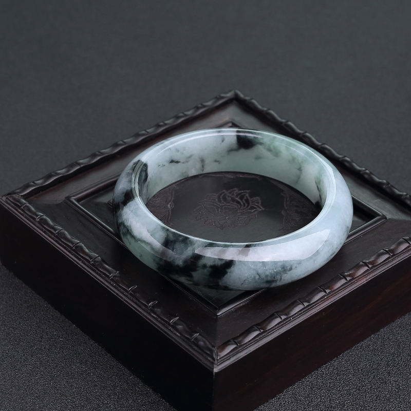 缅甸天然飘花翡翠平安镯-红掌柜