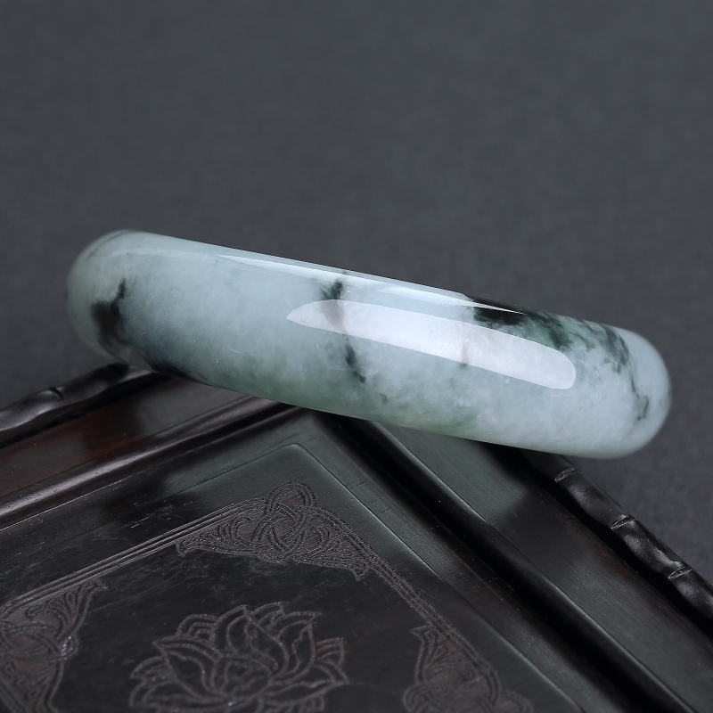 糯种飘花翡翠平安镯-红掌柜