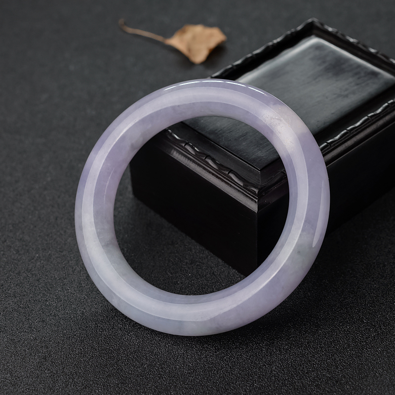 57mm糯种春带彩翡翠圆镯-红掌柜