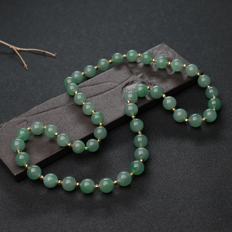 11.5mm糯种苹果绿翡翠项链-红掌柜